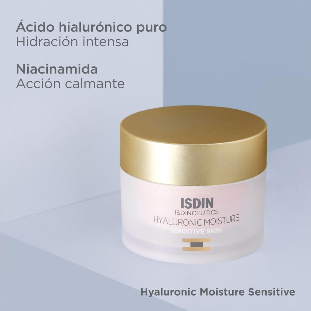 ISDIN Isdinceutics Hyaluronic Moisture Sensitive, Crema Facial Hidratante Con Ácido Hialurónico Y Niacinamida Para Piel Sensible, +57% Hidratación En 2 Horas², 50 G